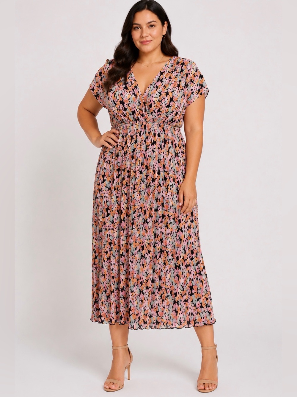 Asos Design Plisse Floral Print Maxi Dress